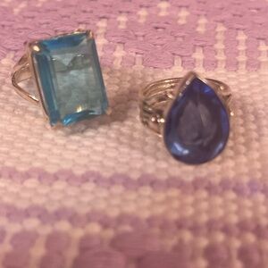 Blue sterling silver cocktail gemstone rings